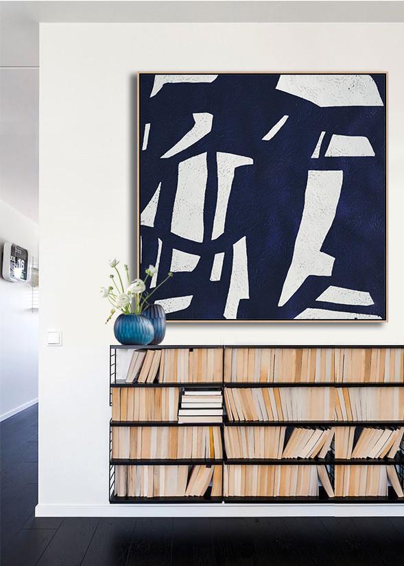 Navy Blue Minimalist Painting #NV296A - Click Image to Close